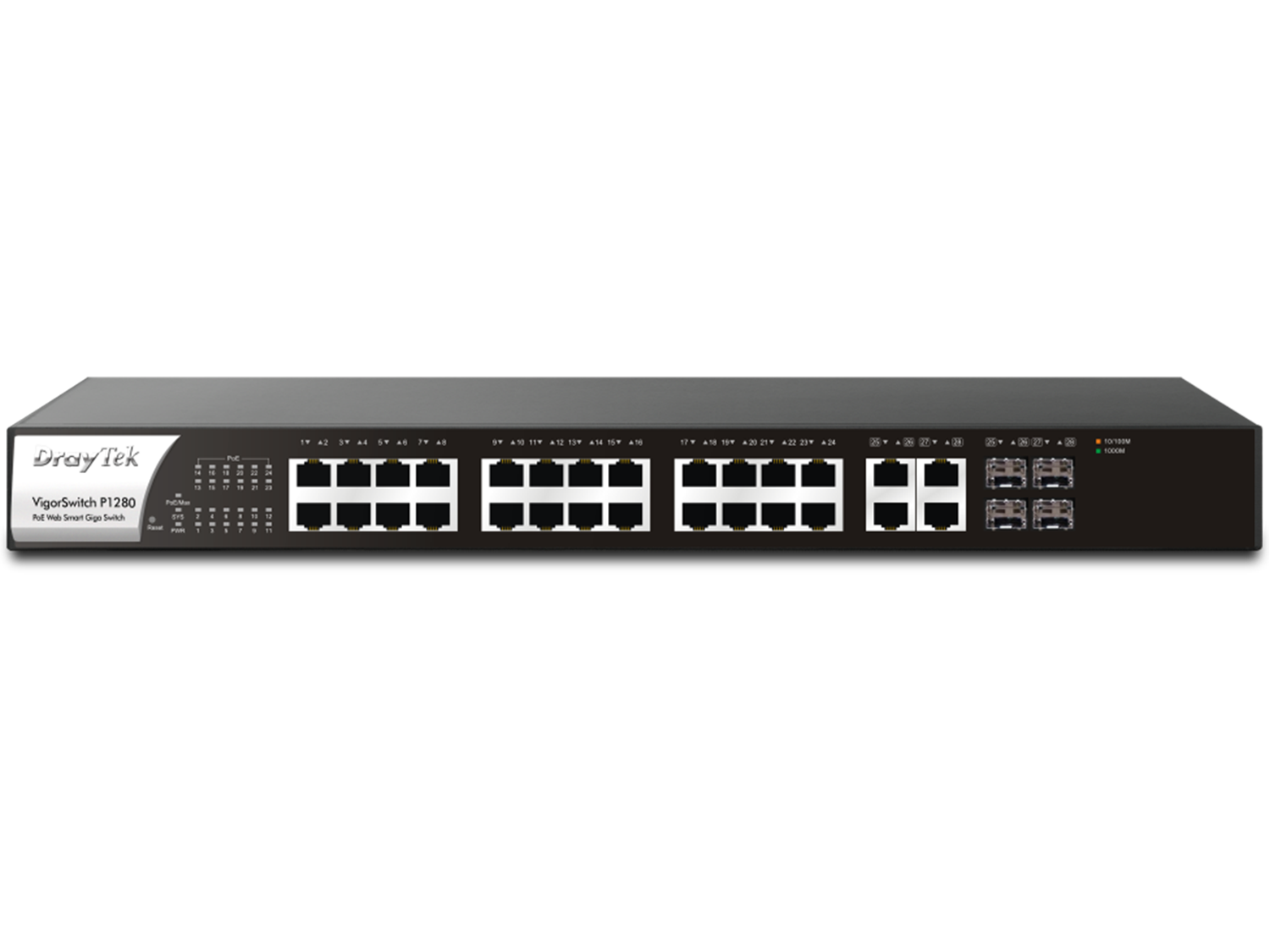 Managed Switches<br />
Vigor Switches provide Gigabit connectivity to your local LAN network, offering enterprise-level features such as VLAN, QoS, IP Conflict Detection, and others that can ensure a secure and stable network for SME/SMB.